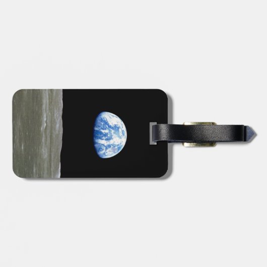 月からの地球の黒い宇宙：地球の上昇 ラゲッジタグ (裏面横)