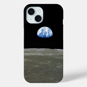 月からの地球の黒い宇宙:地球の上昇 iPhone 15ケース