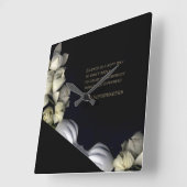 「月からの黒に白い心」&沈黙 スクエア壁時計 (傾斜)