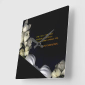 「月から黒い白いハート」と時間 スクエア壁時計 (傾斜)