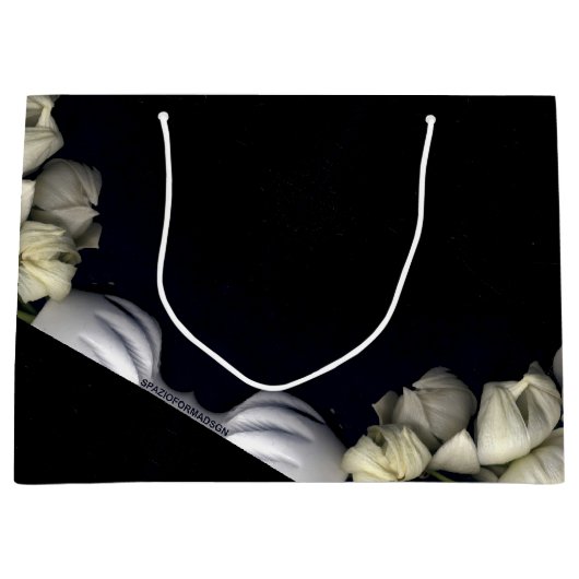 「月から黒い白いハート」 ラージペーパーバッグ (正面)