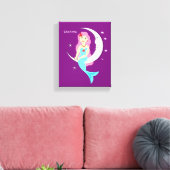 月かわいらしの人魚パーソナライズされた キャンバスプリント (インサイチュ (リビング))