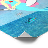 月かわいらしの人魚パーソナライズされた ポスター (角)