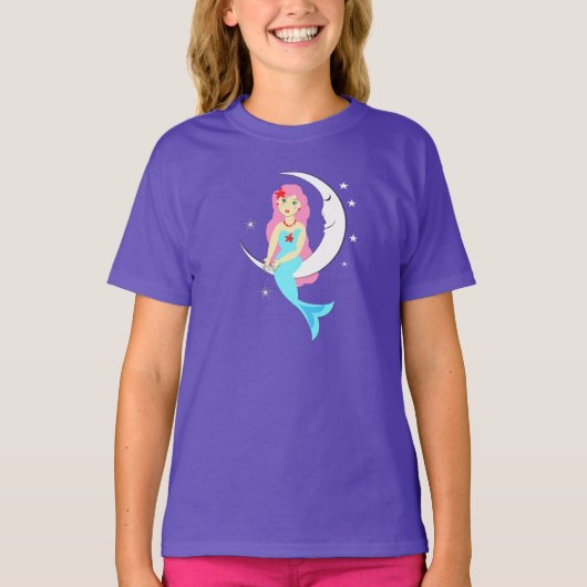 月かわいらしの人魚 Tシャツ (正面)