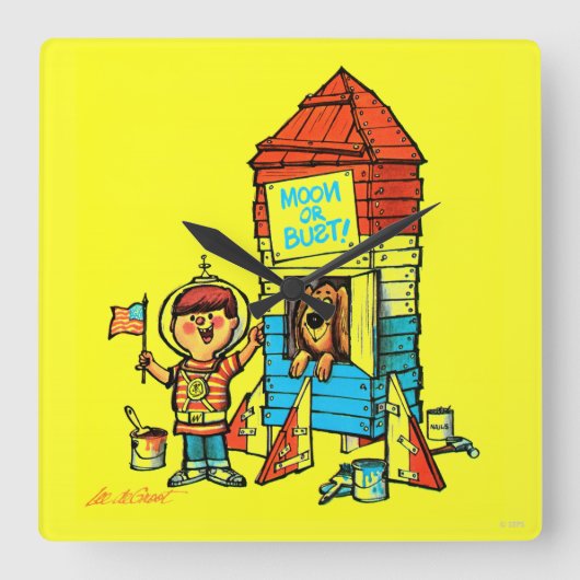 月かバスト! スクエア壁時計 (正面)