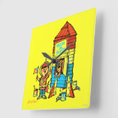 月かバスト! スクエア壁時計 (傾斜)