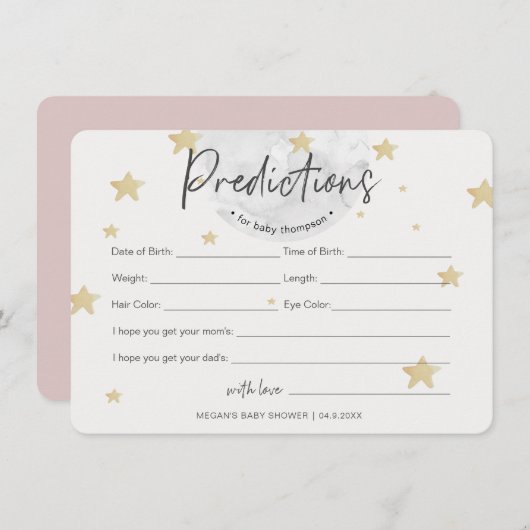 月が予測を開始する女の子の赤ちゃんシャワーカード 招待状 (正面/裏面)