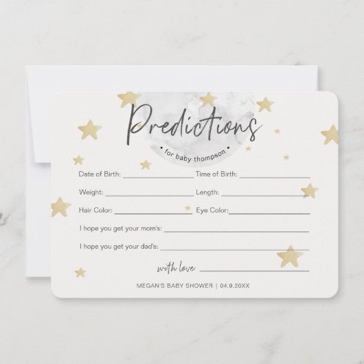 月が予測を開始する女の子の赤ちゃんシャワーカード 招待状 (正面)