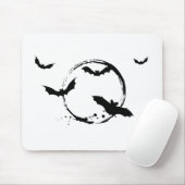 月が付いているハロウィンのこうもり マウスパッド (マウス)