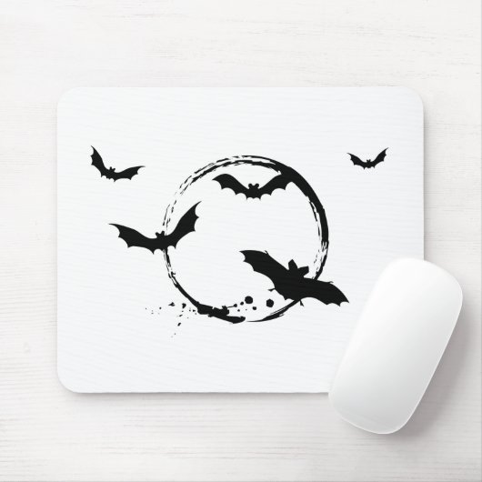 月が付いているハロウィンのこうもり マウスパッド (マウス)