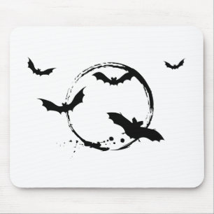 月が付いているハロウィンのこうもり マウスパッド