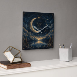 月が導く | 月と星の天体アート スクエア壁時計