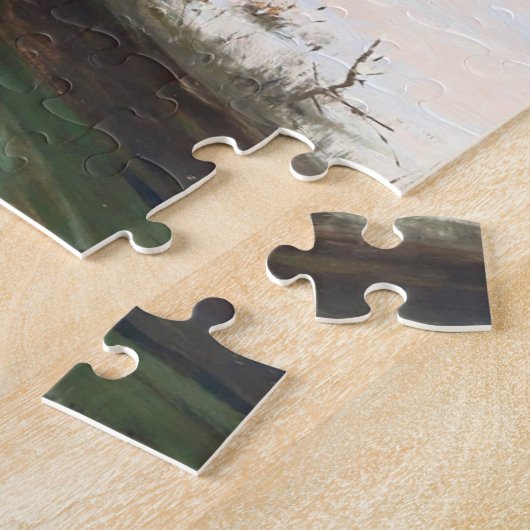 月が昇る冬の風景 ジグソーパズル (側面)