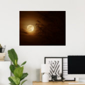 月が木々の間を通る ポスター (ホームオフィス)