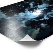 月が木の枝の陰で夜を照らす フォトプリント (角)