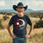 月が花で照らされたシーン Tシャツ