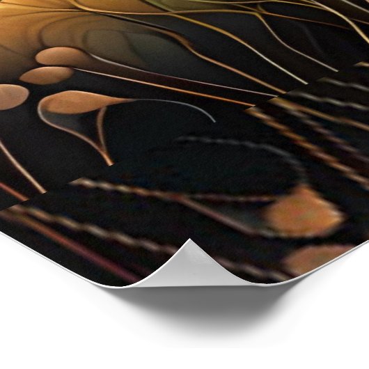 月が設定する山の湖の上の日の出。 ポスター (角)