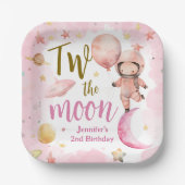 月が2つ！女子宇宙飛行士宇宙2nd Birthday ペーパープレート (正面)