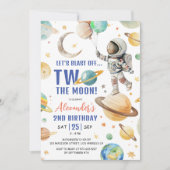 月が2つ！宇宙飛行士宇宙2nd Birthday 招待状 (正面)