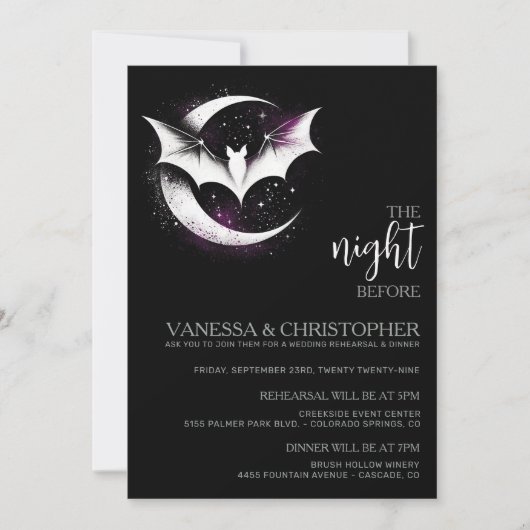 月こうもり結婚ズのリハーサル前の夜 招待状 (正面)