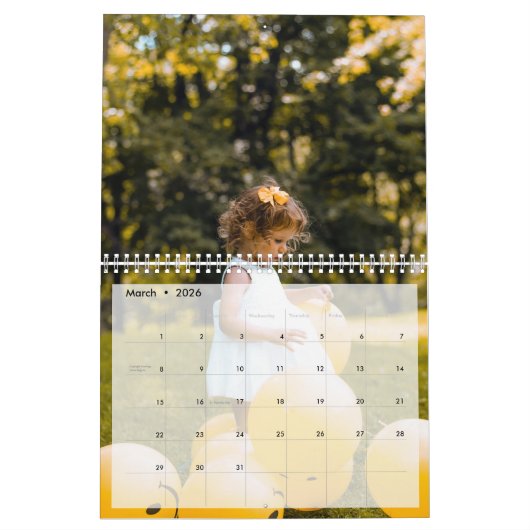 月ごとの写真パーソナライズされた カレンダー (3月 2026)
