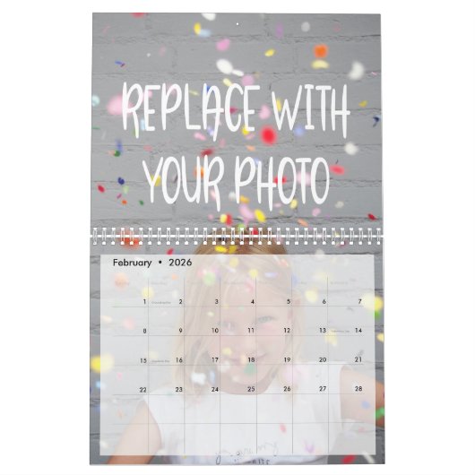 月ごとの写真パーソナライズされた カレンダー (2月 2026)
