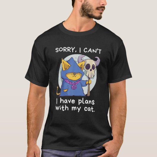月すまん私は私の猫好きと計画を持つことができない Tシャツ (正面)