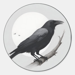 月でカラス ラウンドシール