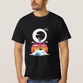 月でスイングするスケルトン Tシャツ (正面)