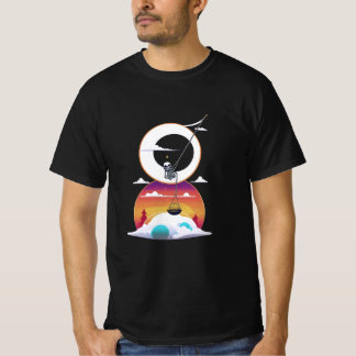 月でスイングするスケルトン Tシャツ