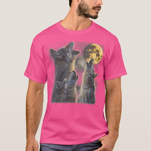 月でハウリング狼の山クール狼Anim Tシャツ (正面)