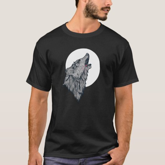 月でハウリング狼ウルフ3 Tシャツ (正面)
