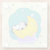 月で寝るかわいいタキシード猫 ガラスコースター (裏面)