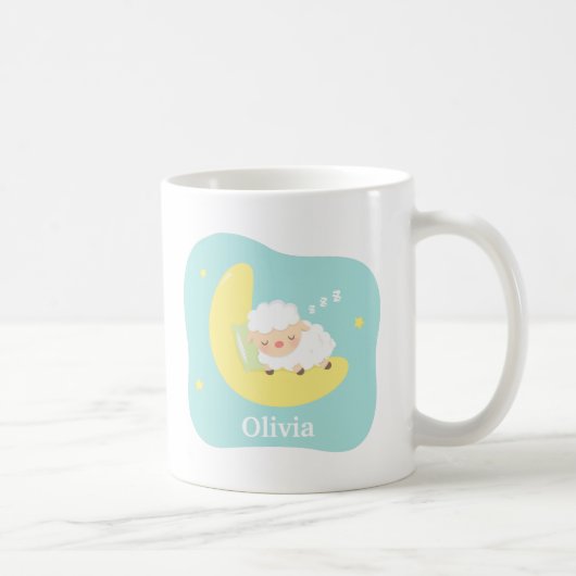 月で寝るかわいい子羊 コーヒーマグカップ (右)