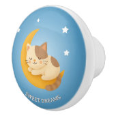 月で寝るかわいい猫 甘い夢を セラミックノブ (右)