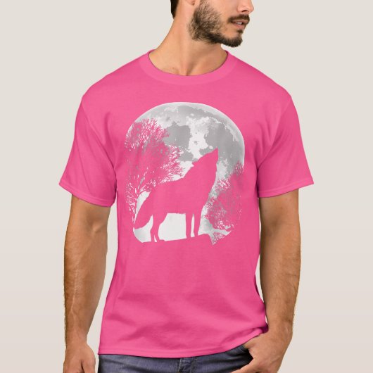 月で狼が吠える声 Tシャツ (正面)