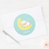 月で眠るかわいい子羊 ラウンドシール (封筒)