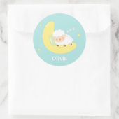月で眠るかわいい子羊 ラウンドシール (バッグ)