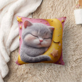 月で眠るかわいい猫のベビー部屋 クッション (ブランケット)
