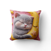 月で眠るかわいい猫のベビー部屋
