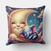 月で眠るかわいい赤ちゃん象 クッション (裏面)