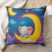 月で眠るかわいい赤ちゃん象 クッション (ブランケット)