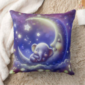 月で眠るかわいい赤ちゃん象 クッション (ブランケット)