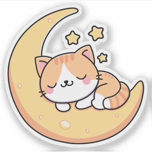 月で眠る猫 シール (正面)