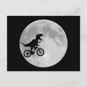 月で空に乗る自転車の恐竜 ポストカード