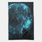 月で遠ぼえしているオオカミ キッチンタオル (縦)