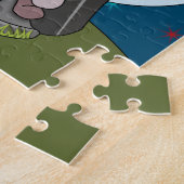 月で遠ぼえしているベビーのオオカミ ジグソーパズル (側面)