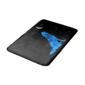 月で遠ぼえしている青いオオカミ バスマット (アングル)