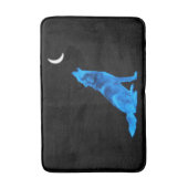 月で遠ぼえしている青いオオカミ バスマット (正面縦)