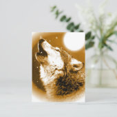 月で遠吠えする孤独な狼 ポストカード (スタンド正面)